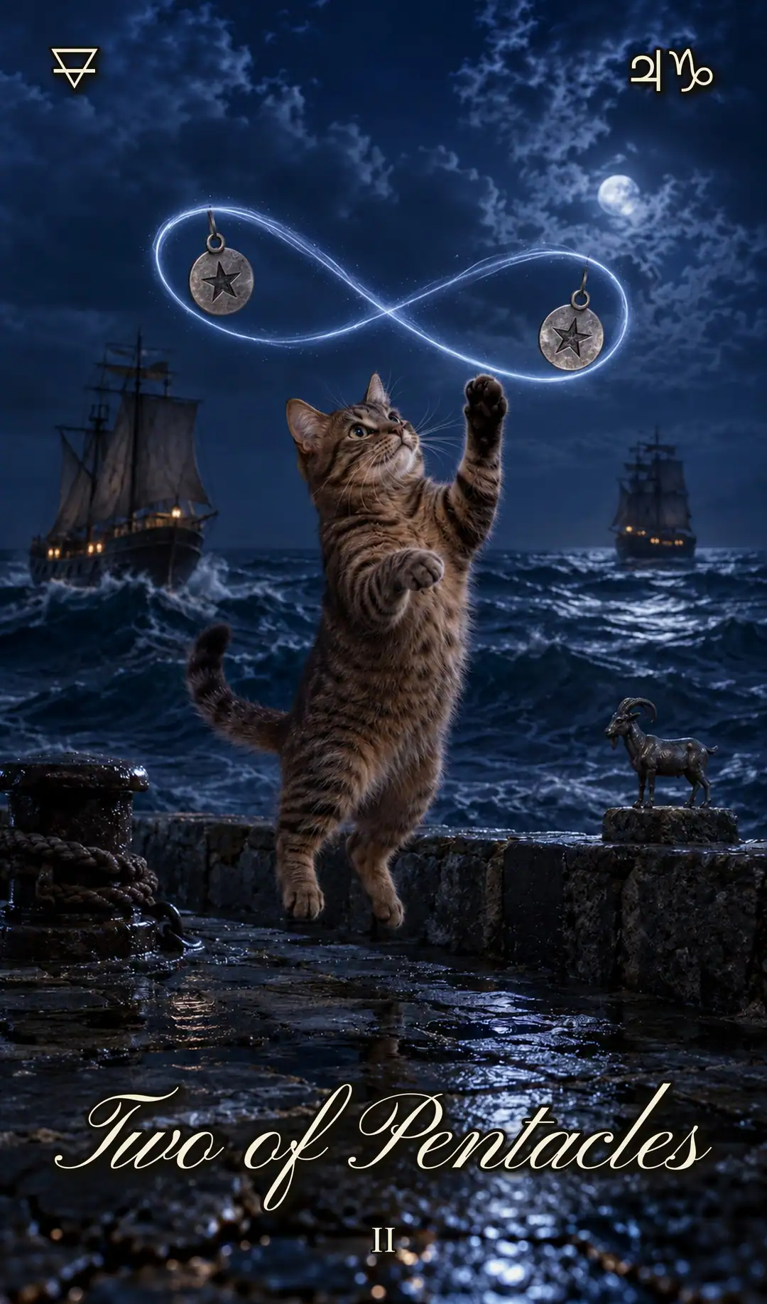 Two of Pentacles, Cat deck