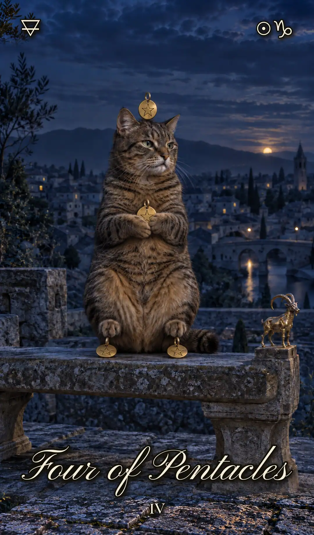 Four of Pentacles, Cat deck