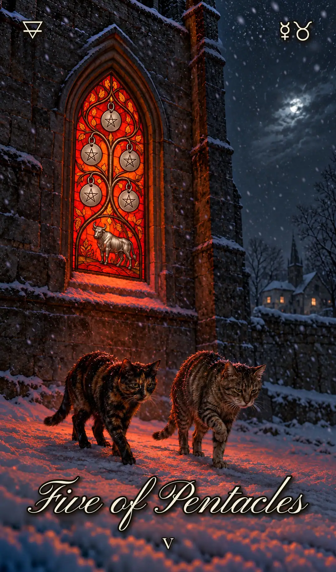 Five of Pentacles, Cat deck