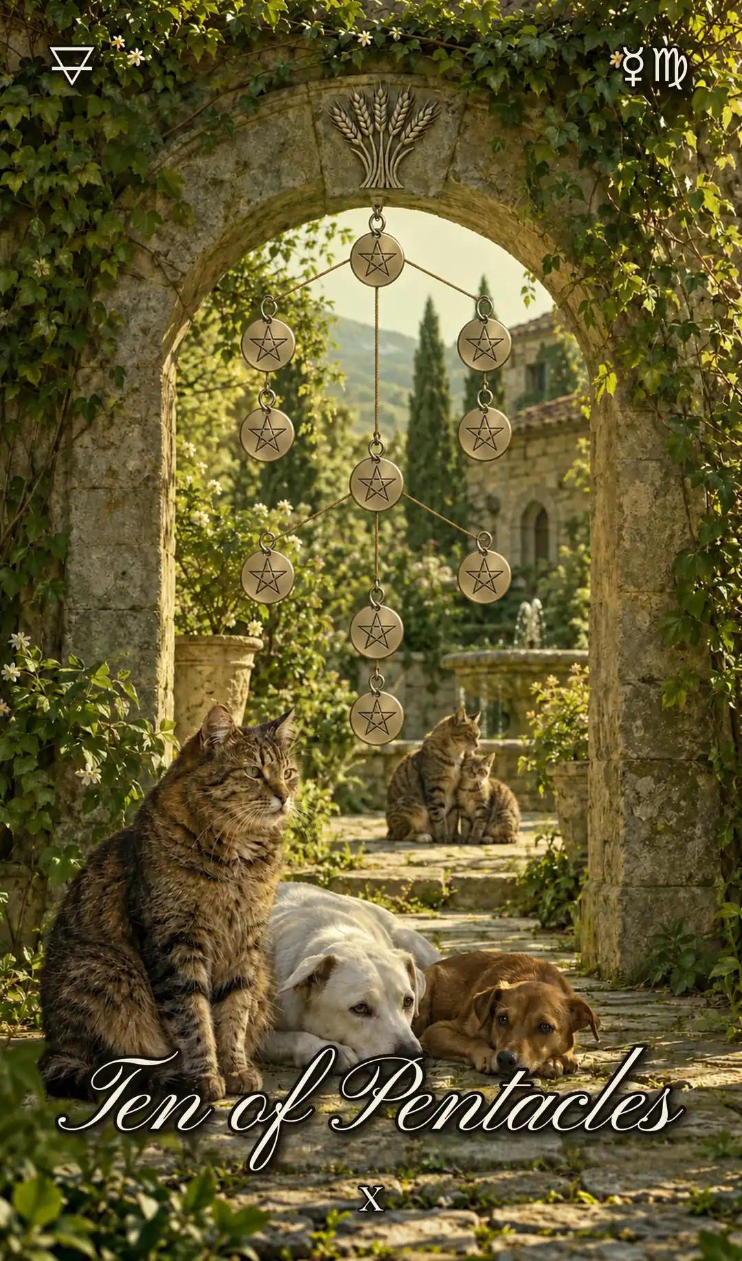 Ten of Pentacles, Cat deck