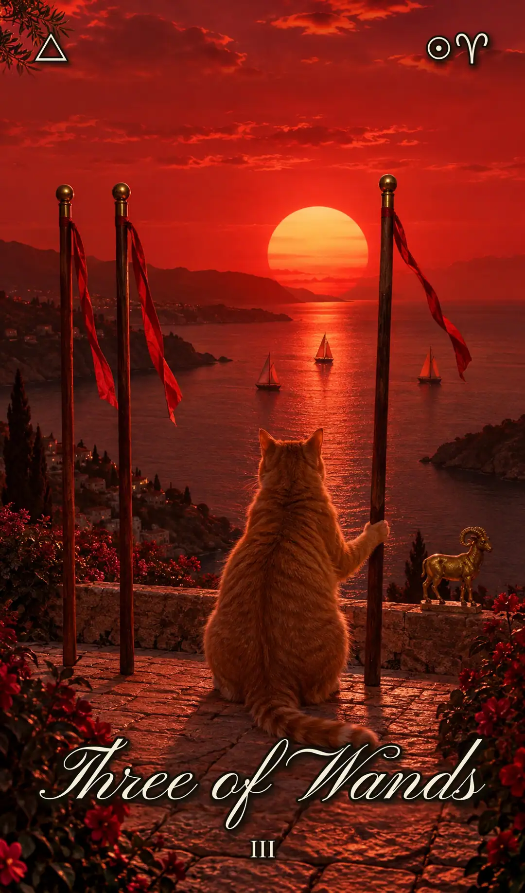 Three of Wands, Cat deck
