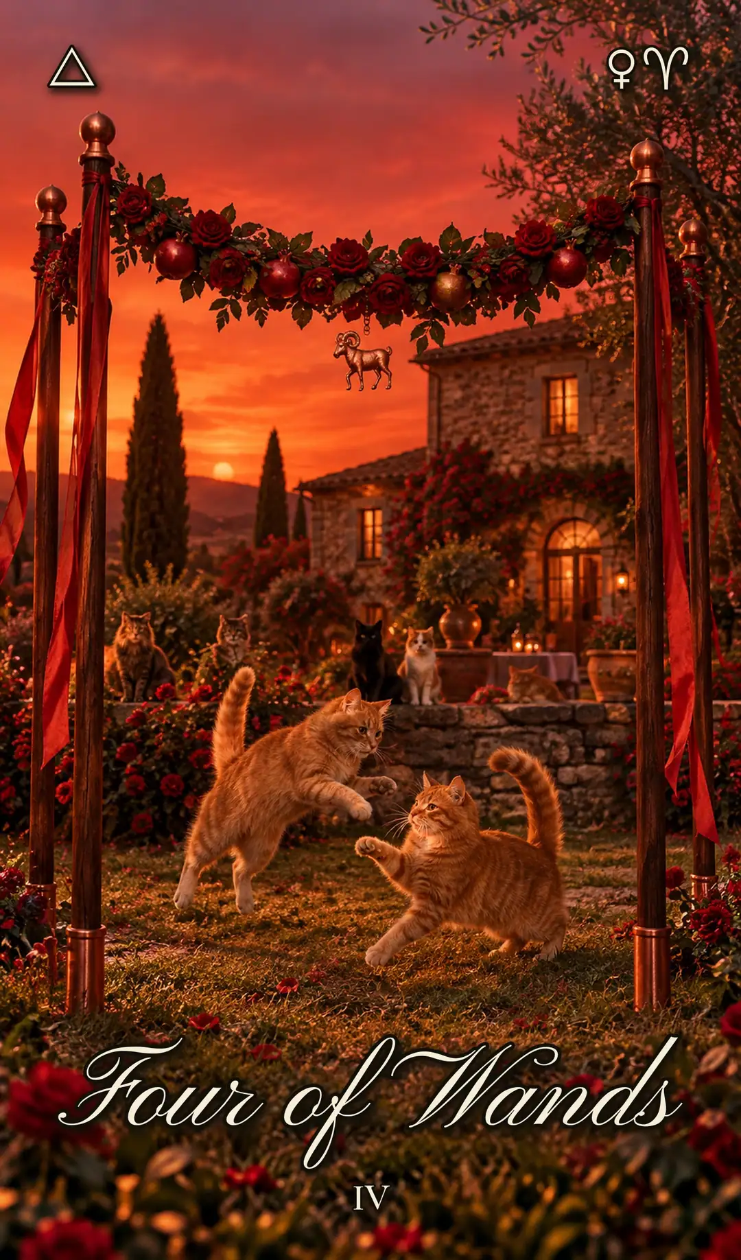 Four of Wands, Cat deck