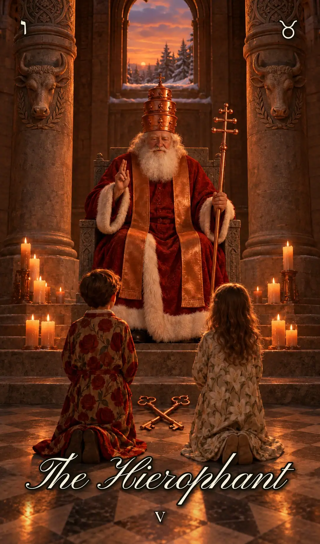 The Hierophant, V. Christmas deck.