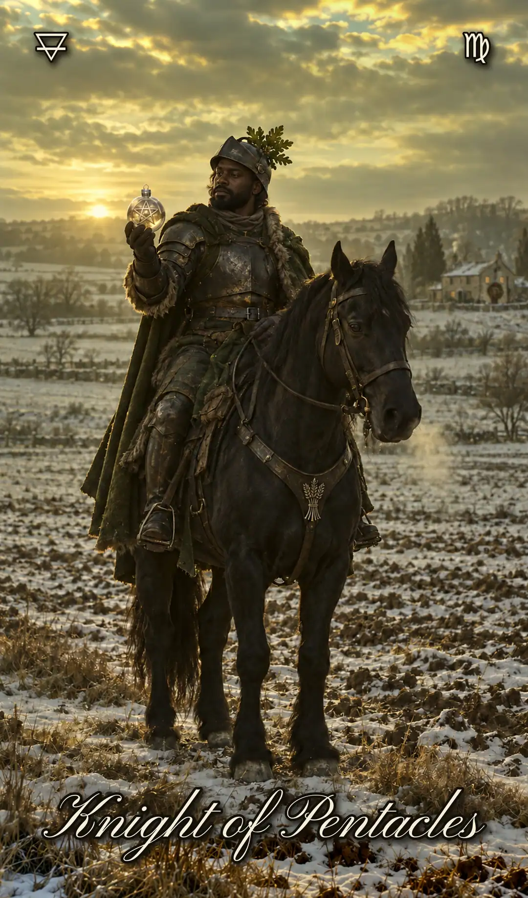 Knight of Pentacles, KNIGHT. Christmas deck.
