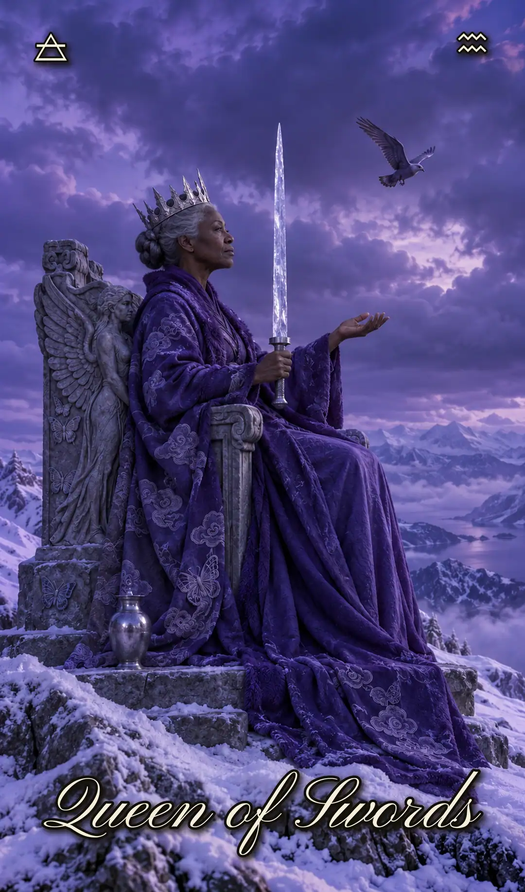 Queen of Swords, QUEEN. Christmas deck.