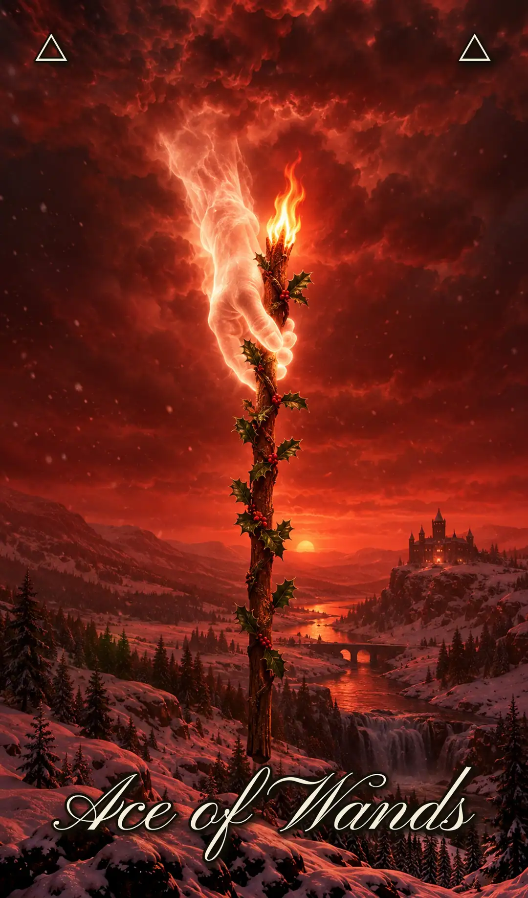 Ace of Wands, ACE. Christmas deck.