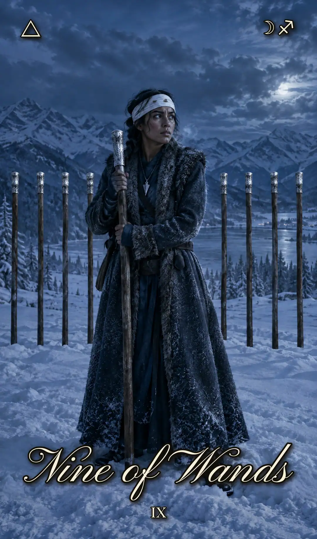 Nine of Wands, IX. Christmas deck.