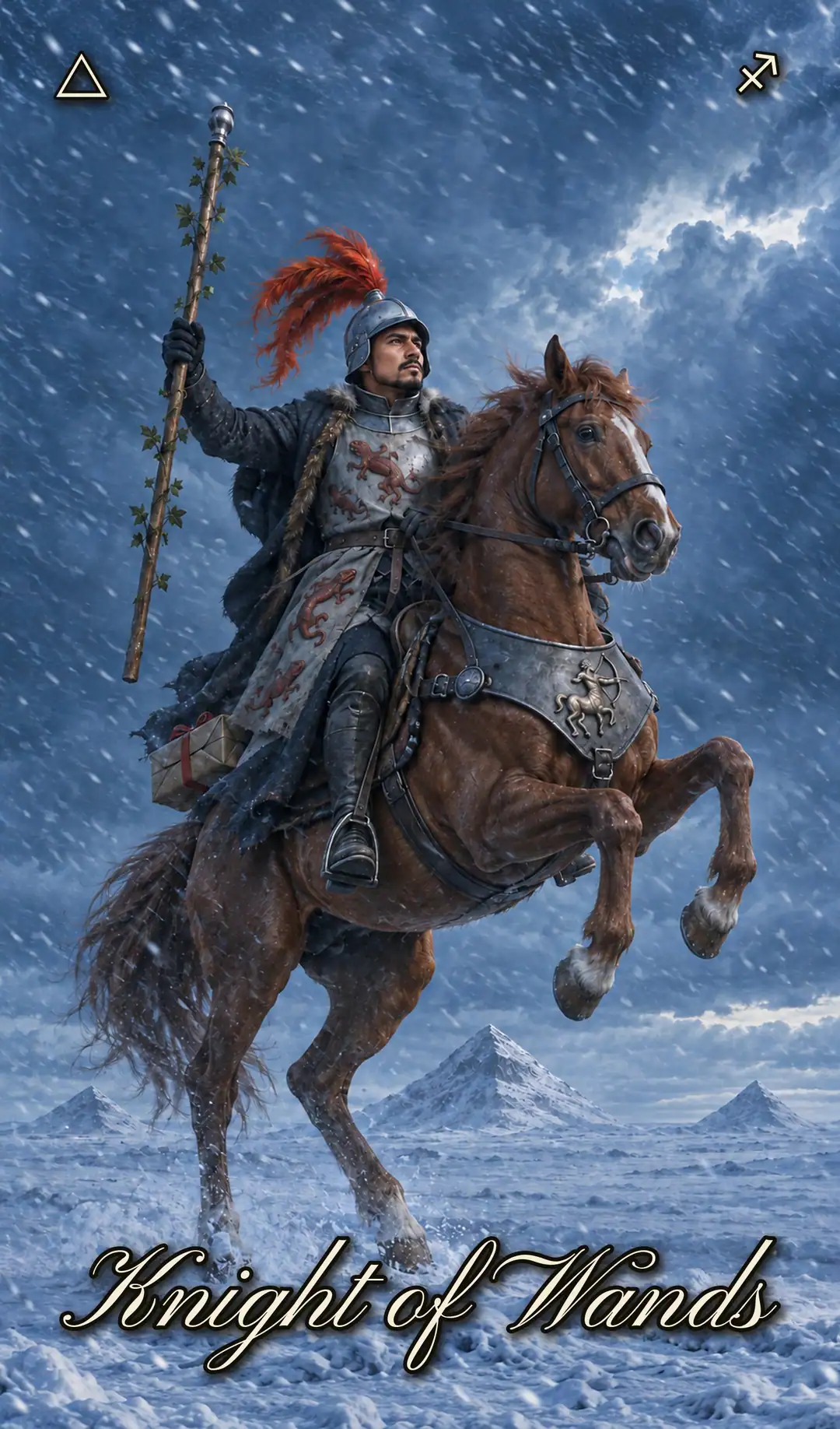 Knight of Wands, KNIGHT. Christmas deck.