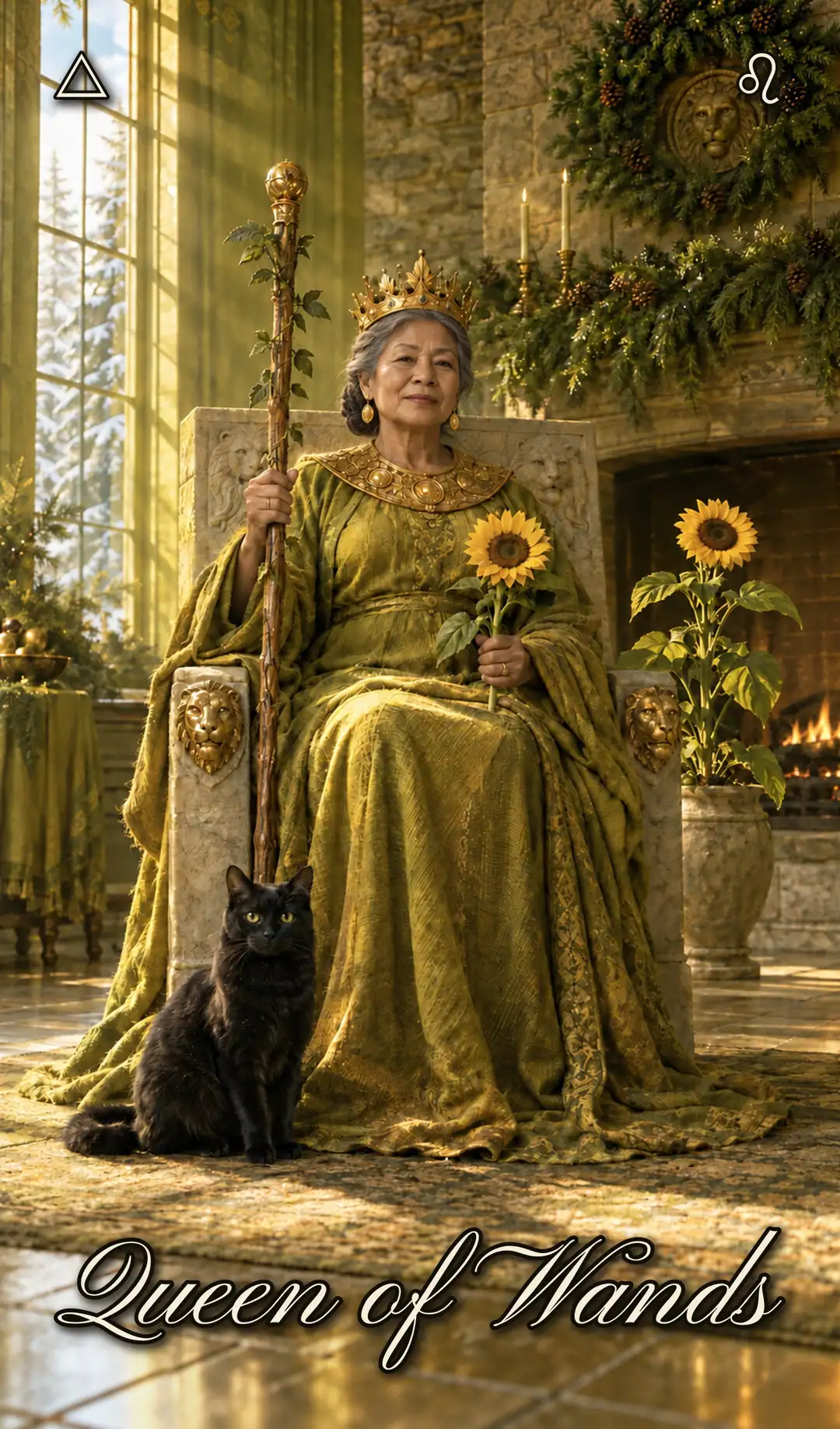 Queen of Wands, QUEEN. Christmas deck.
