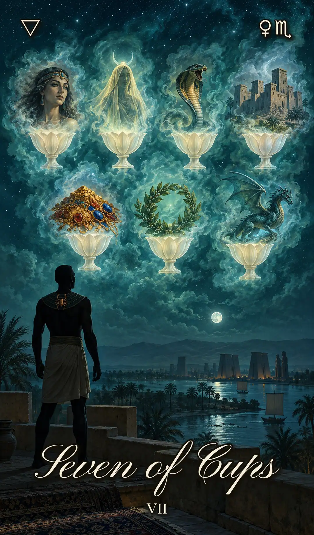 Seven of Cups, Isis deck