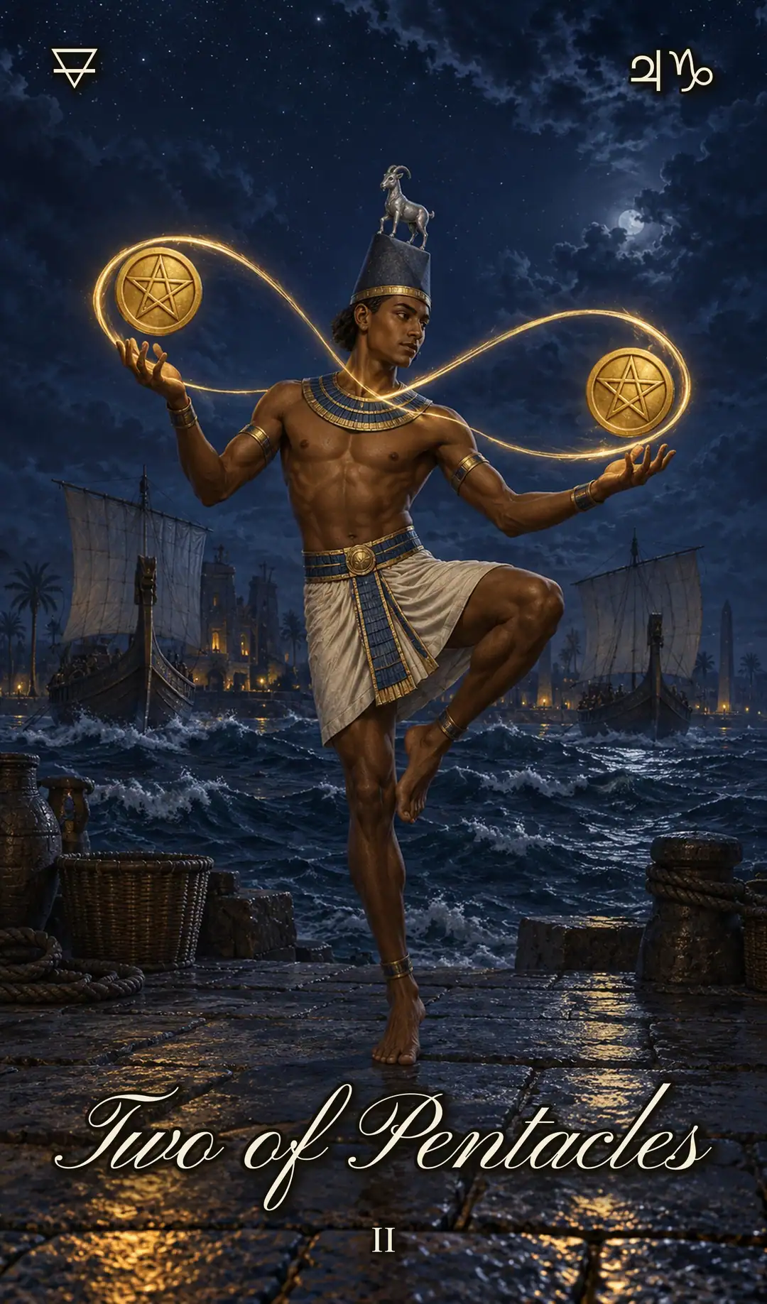 Two of Pentacles, Isis deck