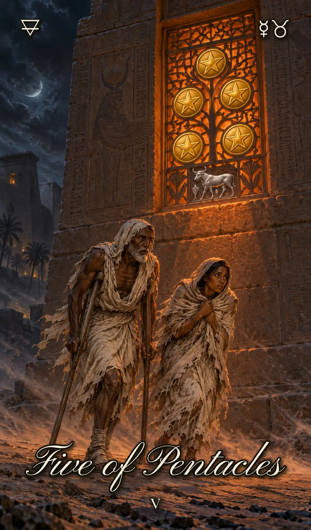 Five of Pentacles, Isis deck