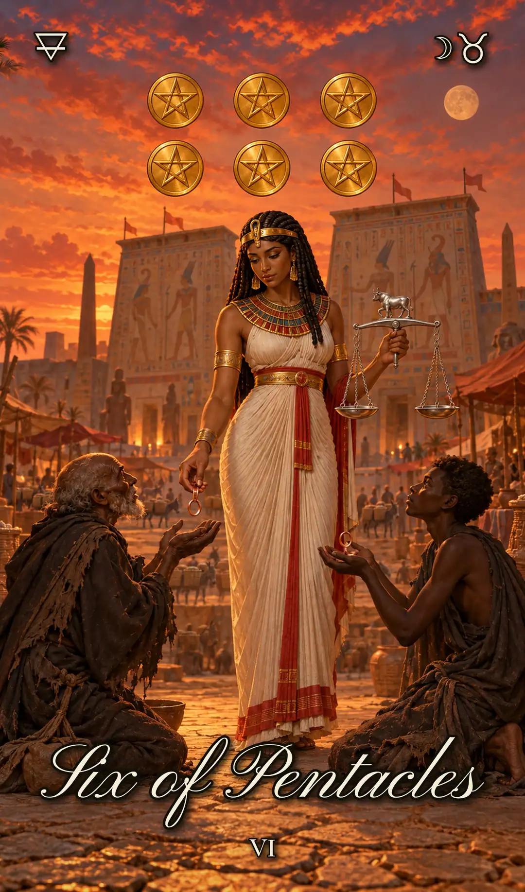 Six of Pentacles, Isis deck