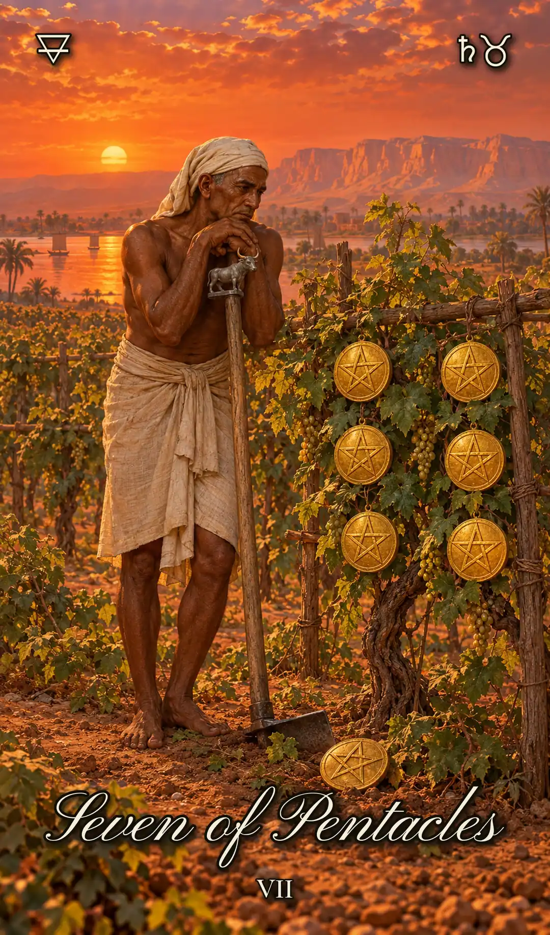 Seven of Pentacles, Isis deck