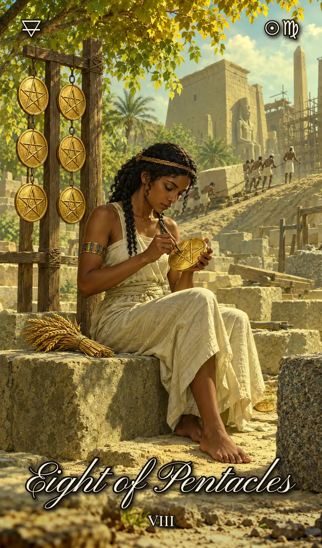 Eight of Pentacles, Isis deck