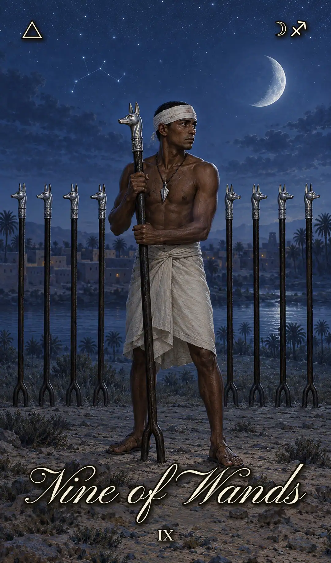 Nine of Wands, Isis deck