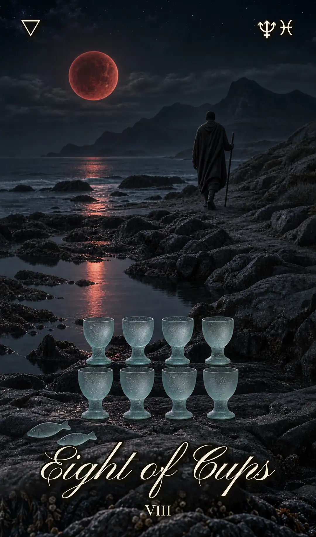 Eight of Cups, Pisces deck
