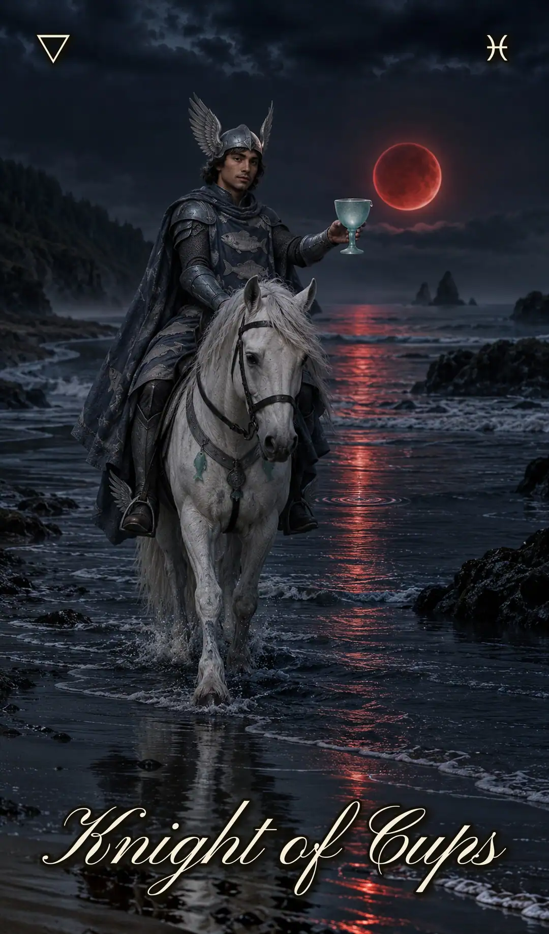 Knight of Cups, Pisces deck