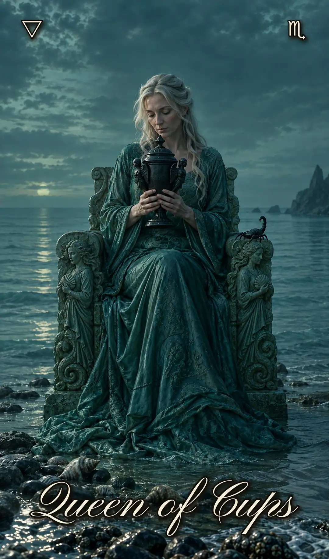 Queen of Cups, Pisces deck