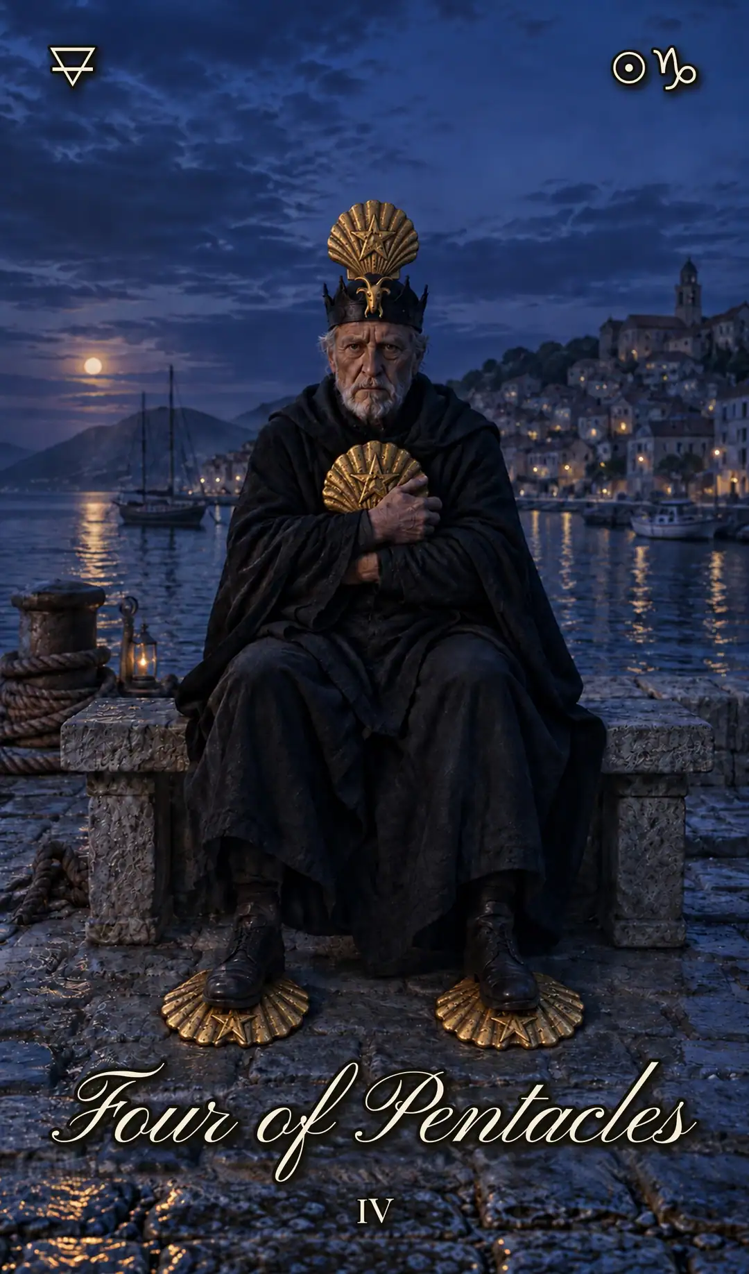 Four of Pentacles, Pisces deck