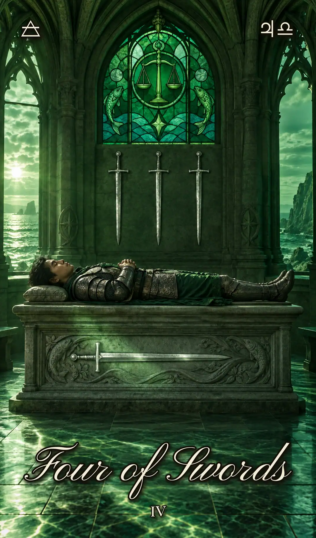Four of Swords, Pisces deck