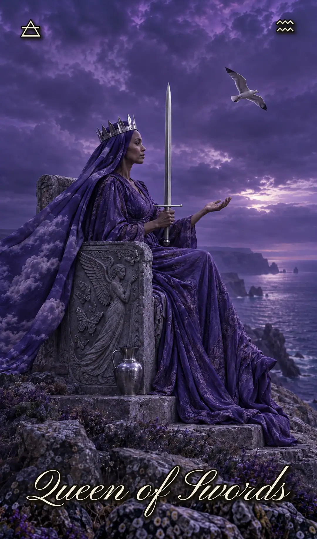 Queen of Swords, Pisces deck
