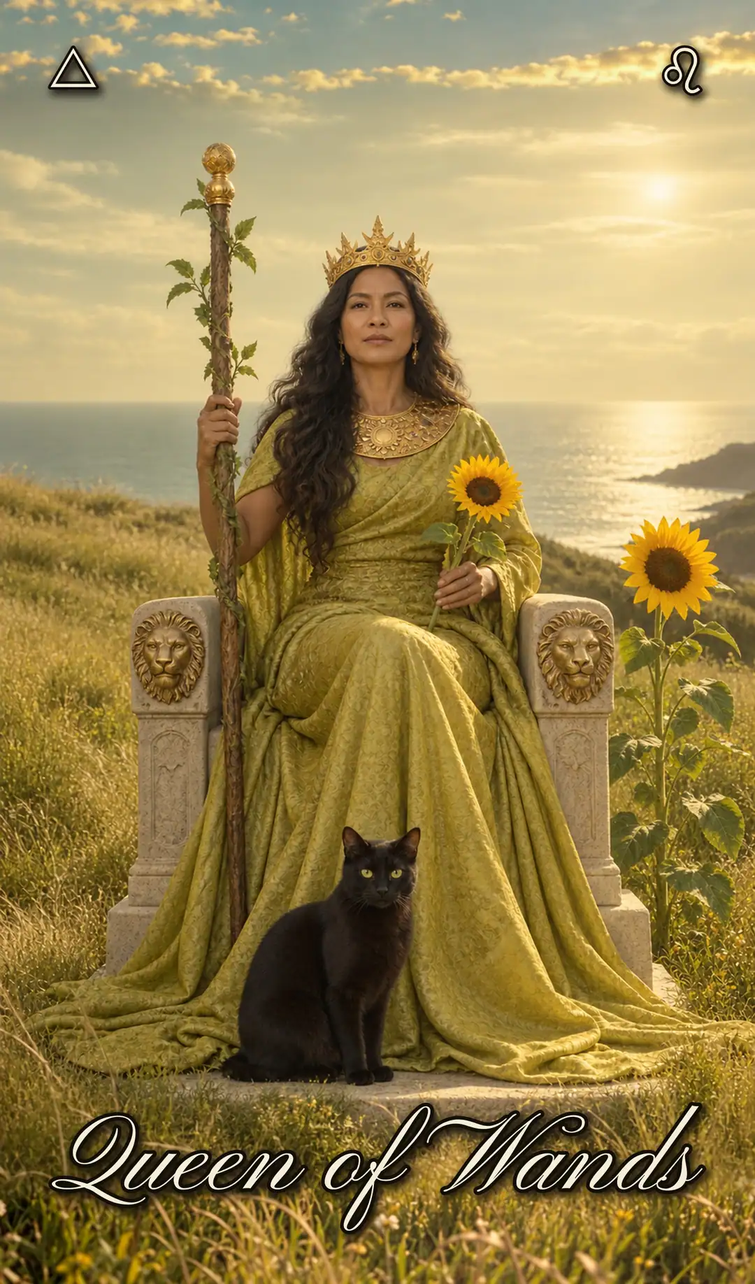 Queen of Wands, Pisces deck